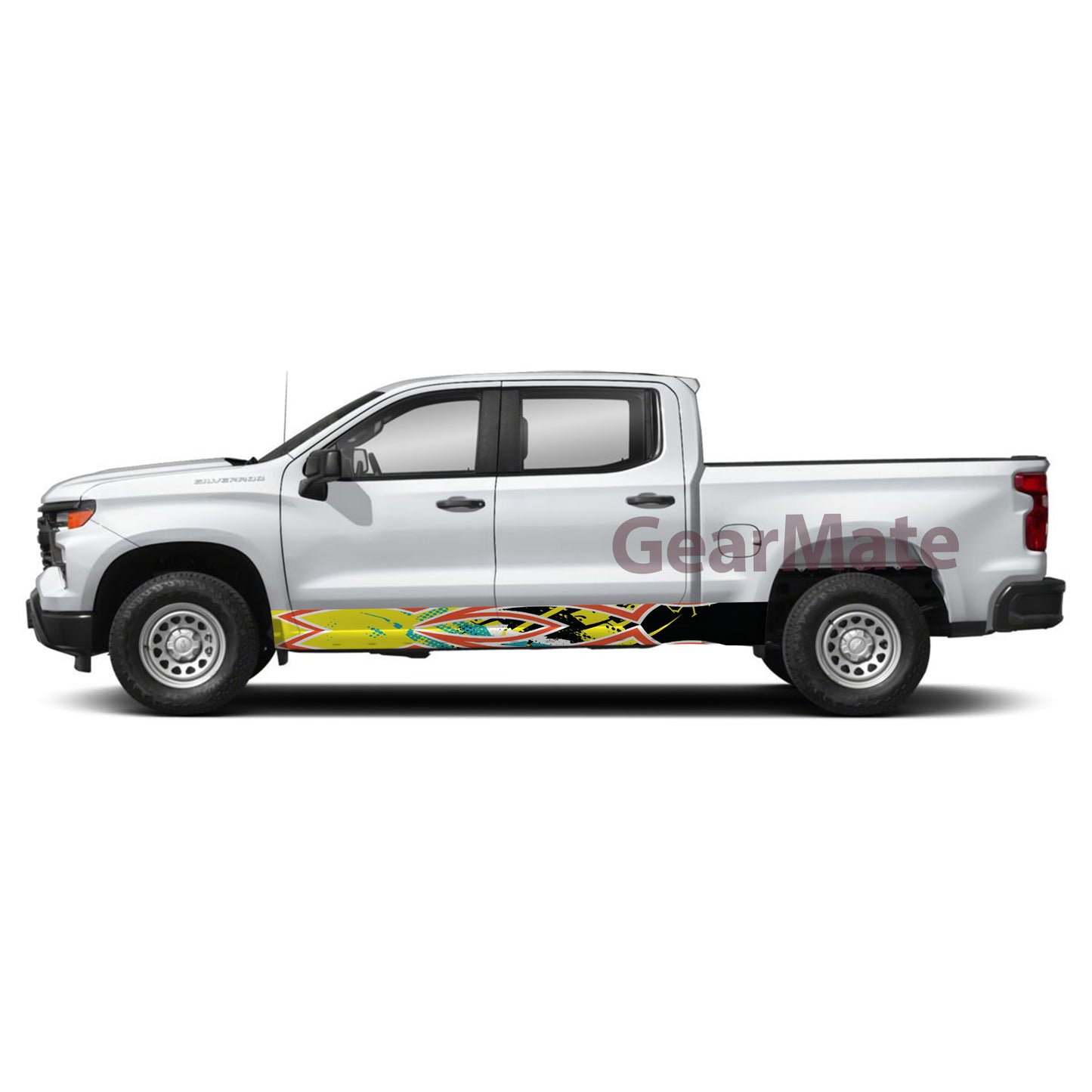 Racing Pinstripe Orange Yellow Rocker Panel Graphic Decal Kit (Left & Right Sides) - High Quality Vinyl for Trucks & SUVs