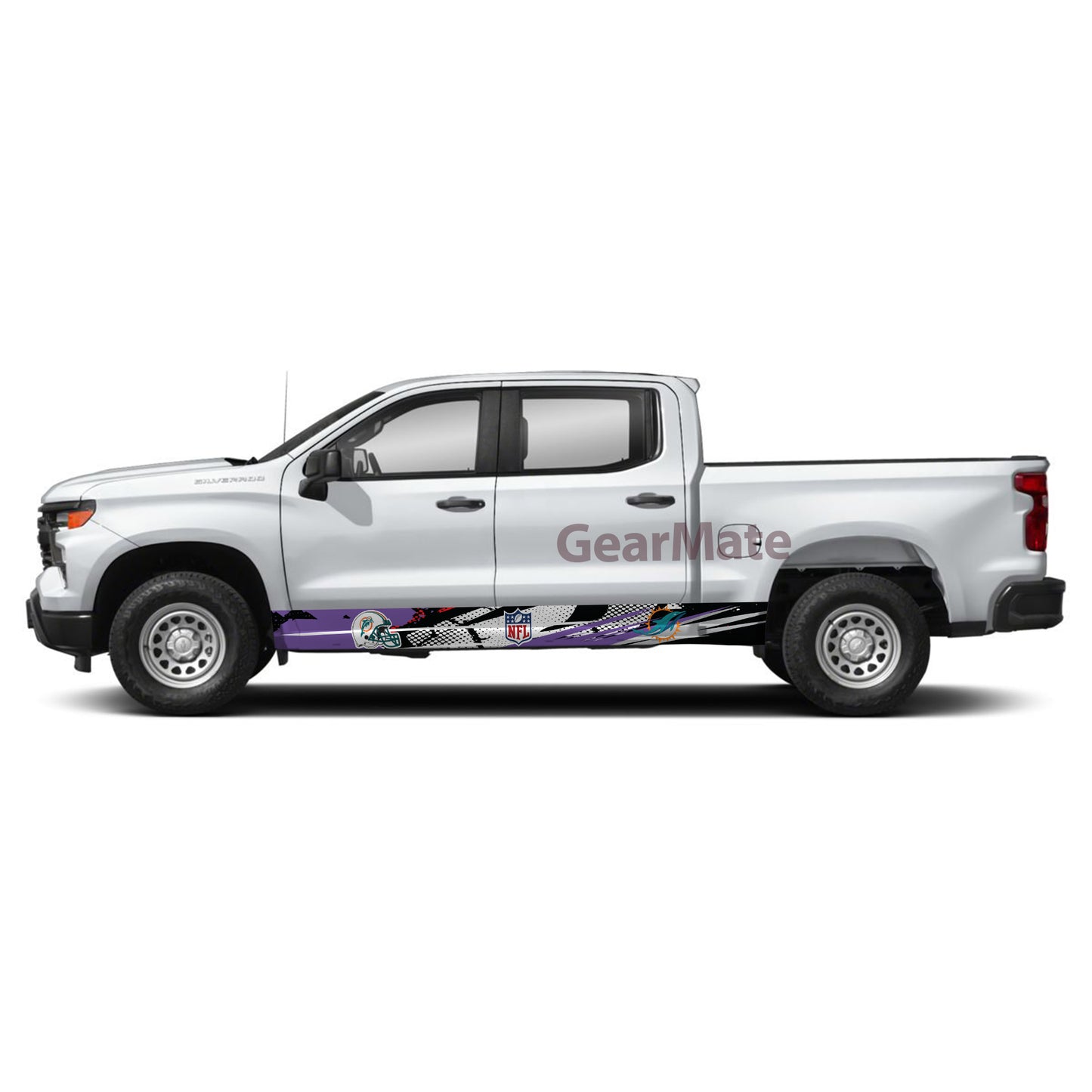 NFL Miami Dolphins Rocker Panel Graphic Decal Kit (Left & Right Sides) - High Quality Vinyl for Trucks & SUVs