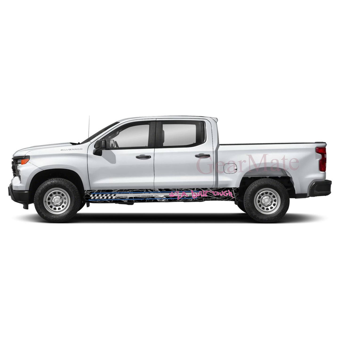 USA Built Tough Rocker Panel Graphic Decal Kit (Left & Right Sides) - High Quality Vinyl for Trucks & SUVs