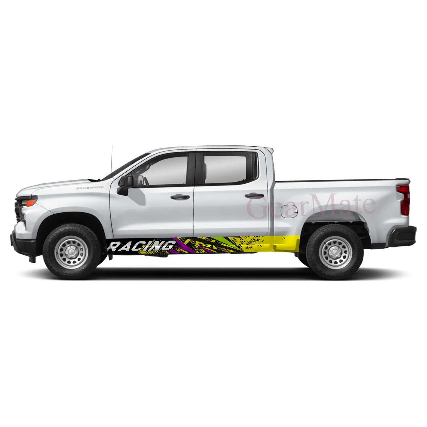 Racing Yellow Black Grunge Panel Graphic Decal Kit (Left & Right Sides) - High Quality Vinyl for Trucks & SUVs
