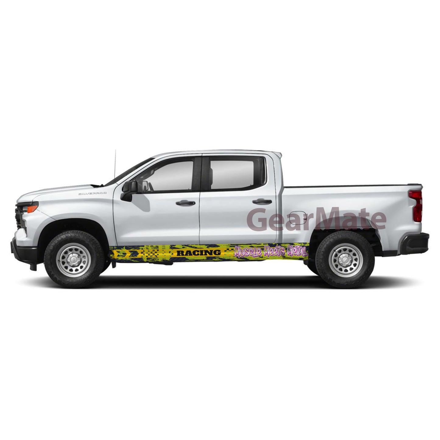 Muscle Meets Metal Rocker Panel Graphic Decal Kit (Left & Right Sides) - High Quality Vinyl for Trucks & SUVs