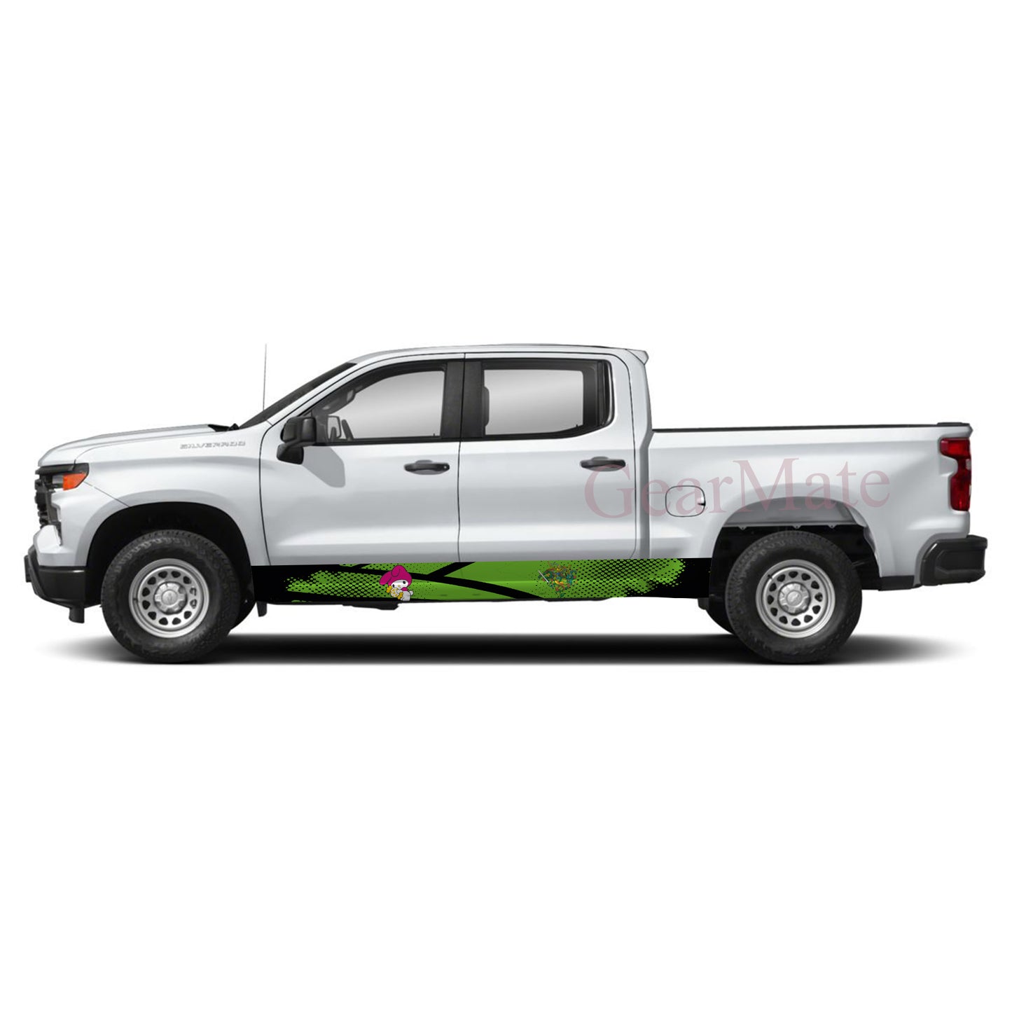 Speed Grunge Green Kuromi Rocker Panel Graphic Decal Kit (Left & Right Sides) - High Quality Vinyl for Trucks & SUVs