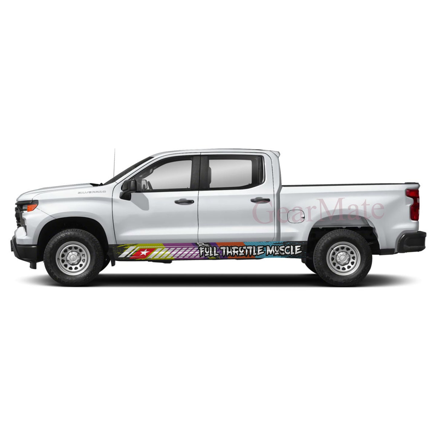 Full Throttle Muscle Rocker Panel Graphic Decal Kit (Left & Right Sides) - High Quality Vinyl for Trucks & SUVs