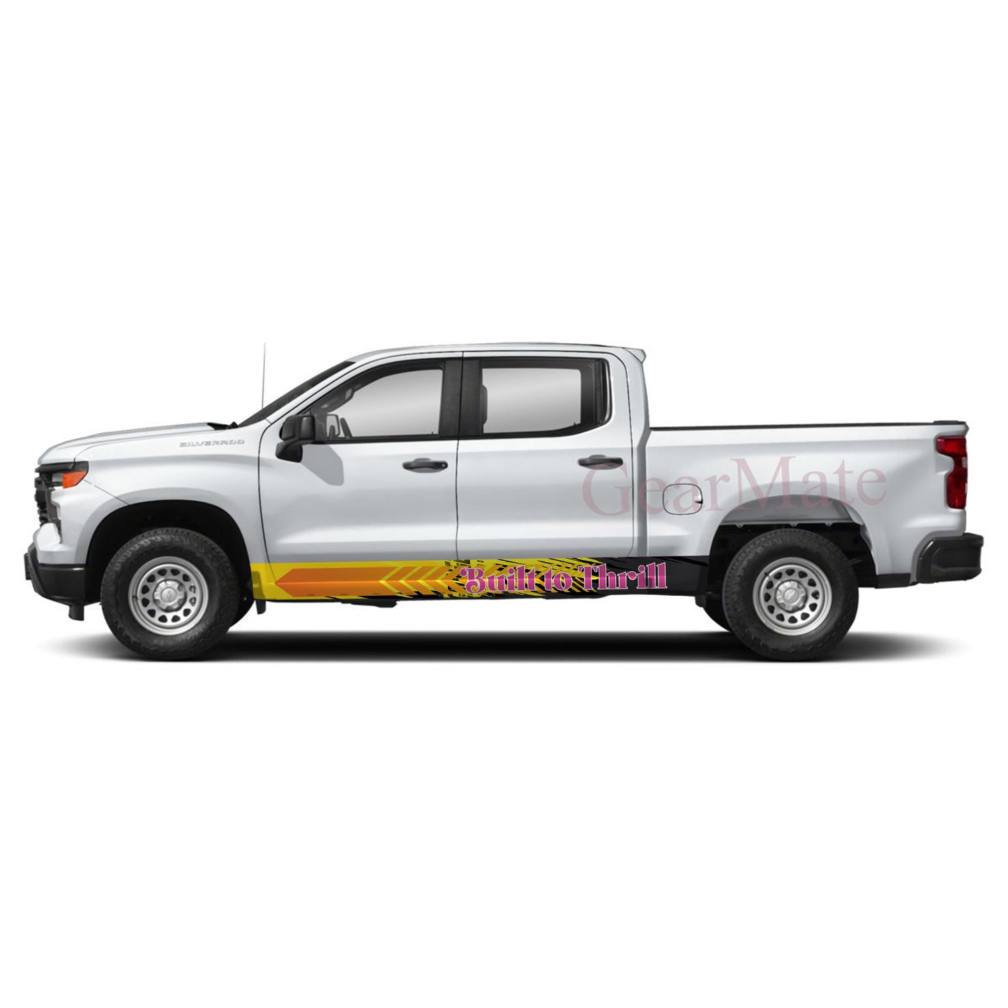 Built To Thrill Rocker Panel Graphic Decal Kit (Left & Right Sides) - High Quality Vinyl for Trucks & SUVs