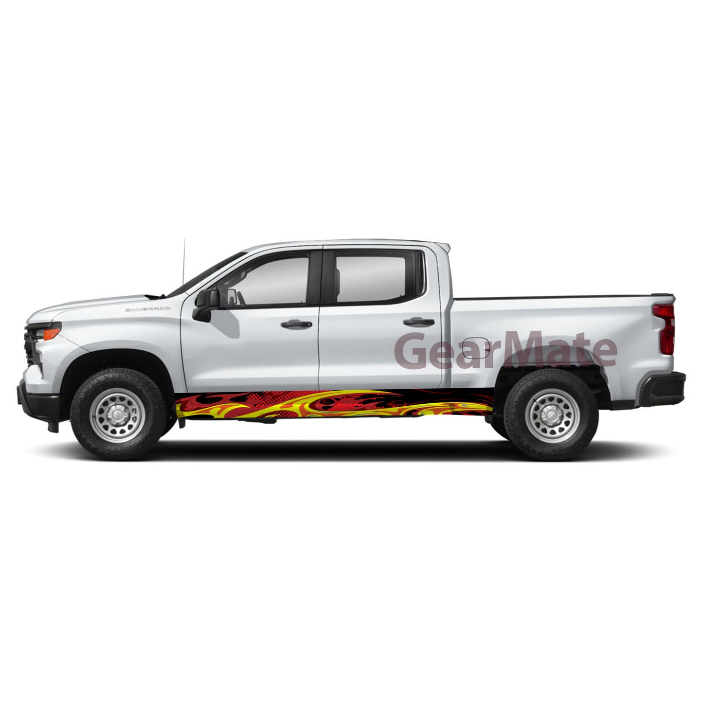 Racing Fire Red Panel Graphic Decal Kit (Left & Right Sides) - High Quality Vinyl for Trucks & SUVs