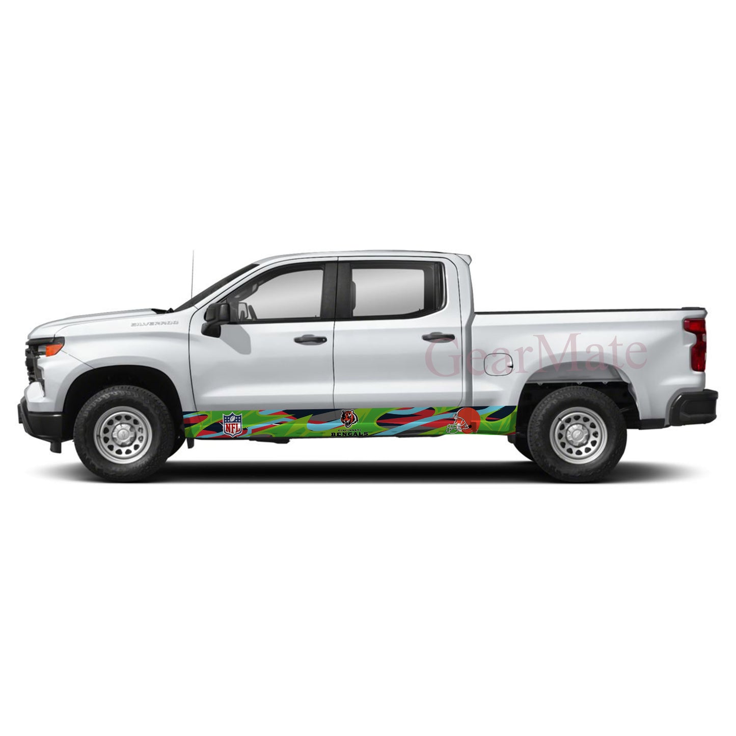 NFL Cincinnati Bengals Rocker Panel Graphic Decal Kit (Left & Right Sides) - High Quality Vinyl for Trucks & SUVs