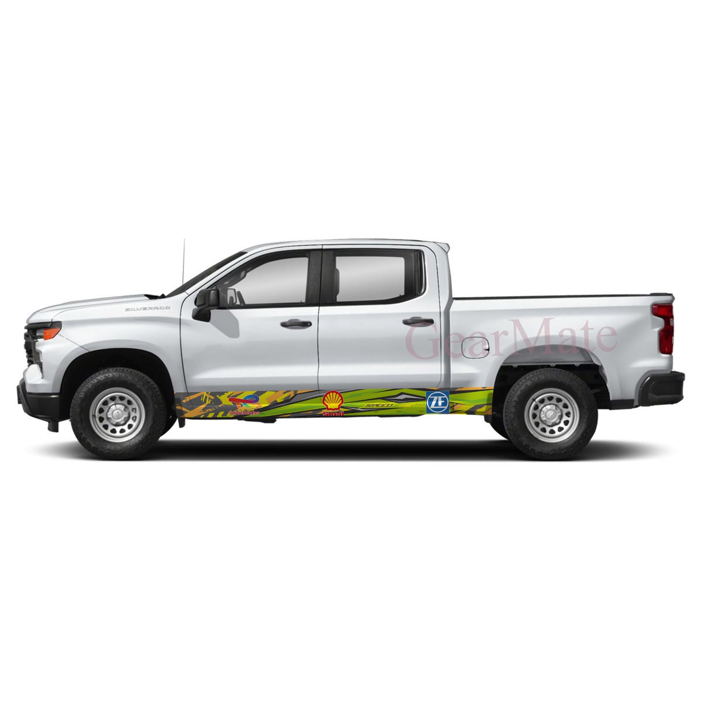 Green Speed Shell Rocker Panel Graphic Decal Kit (Left & Right Sides) - High Quality Vinyl for Trucks & SUVs