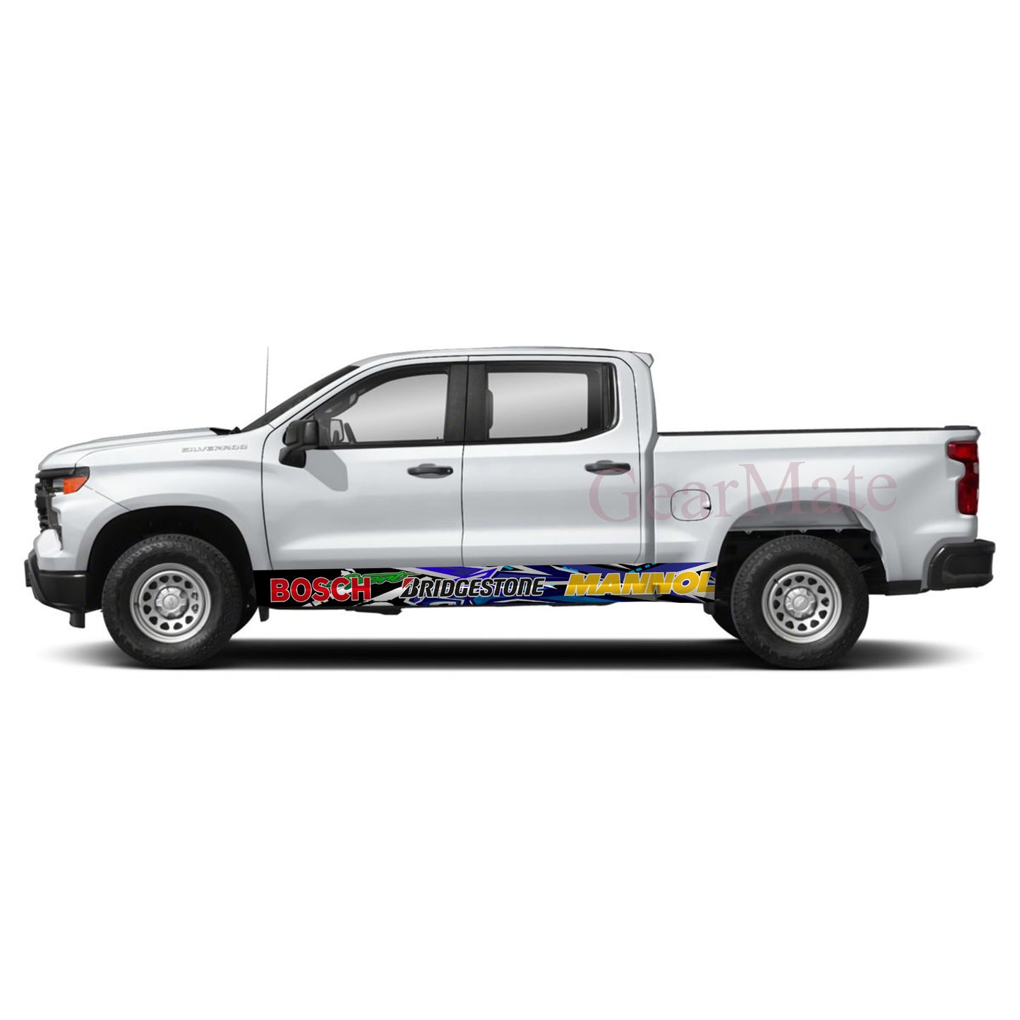 Tiger Blue Bridgestone Rocker Panel Graphic Decal Kit (Left & Right Sides) - High Quality Vinyl for Trucks & SUVs