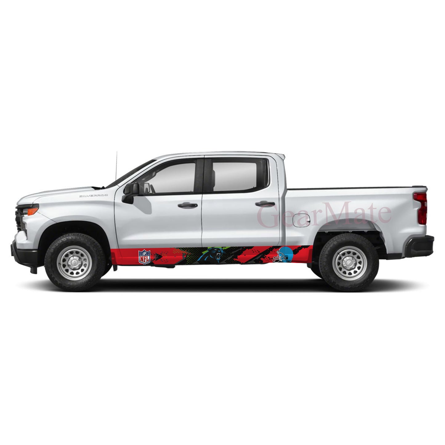 NFL Carolina Panthers 2 Rocker Panel Graphic Decal Kit (Left & Right Sides) - High Quality Vinyl for Trucks & SUVs