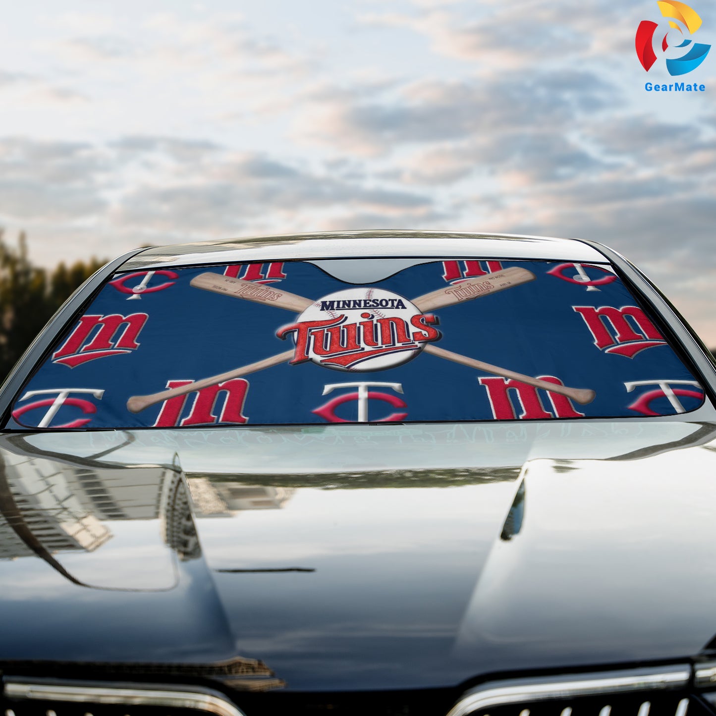 Minnesota Twins MLB Baseball Bats and Logos Reflective Car Sunshade – Premium Heat & UV Protection, Universal Fit
