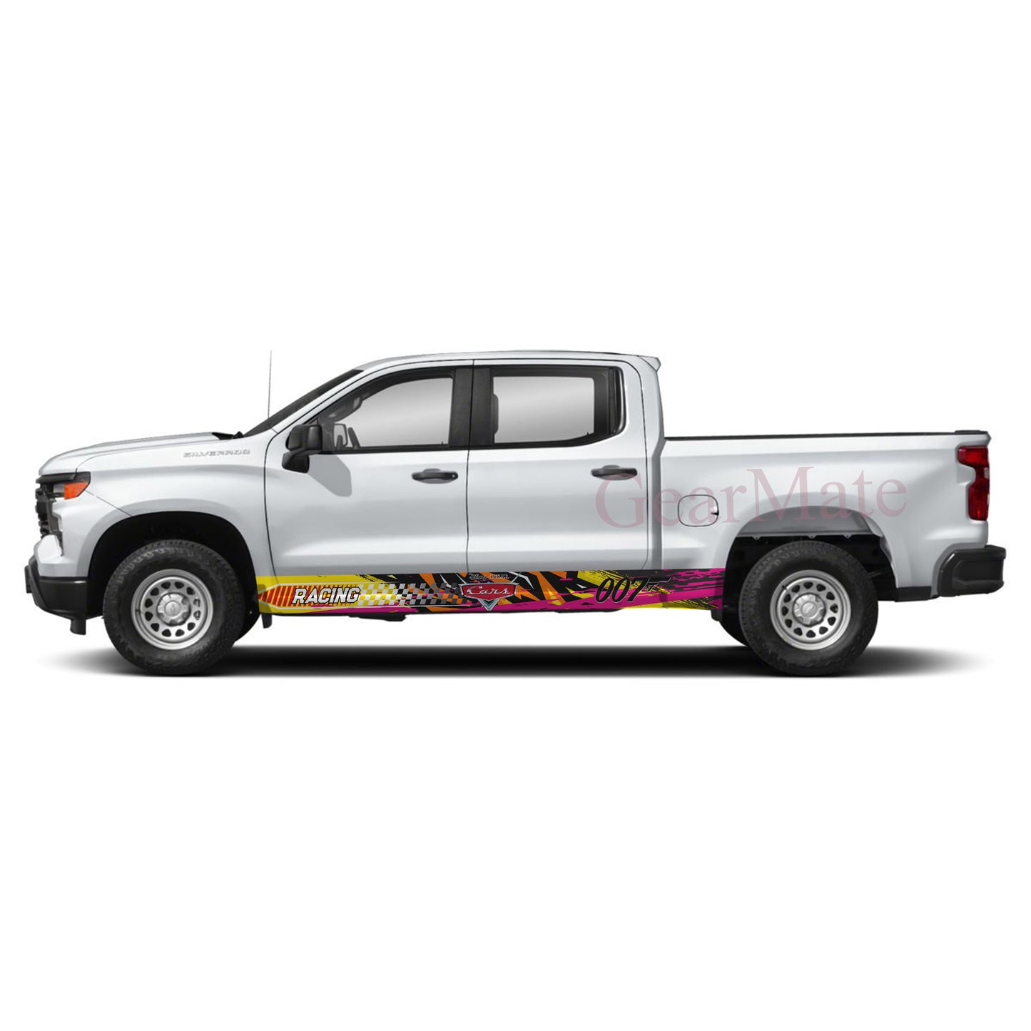 Racing Pink Orange Pixar Cars Rocker Panel Graphic Decal Kit (Left & Right Sides) - High Quality Vinyl for Trucks & SUVs