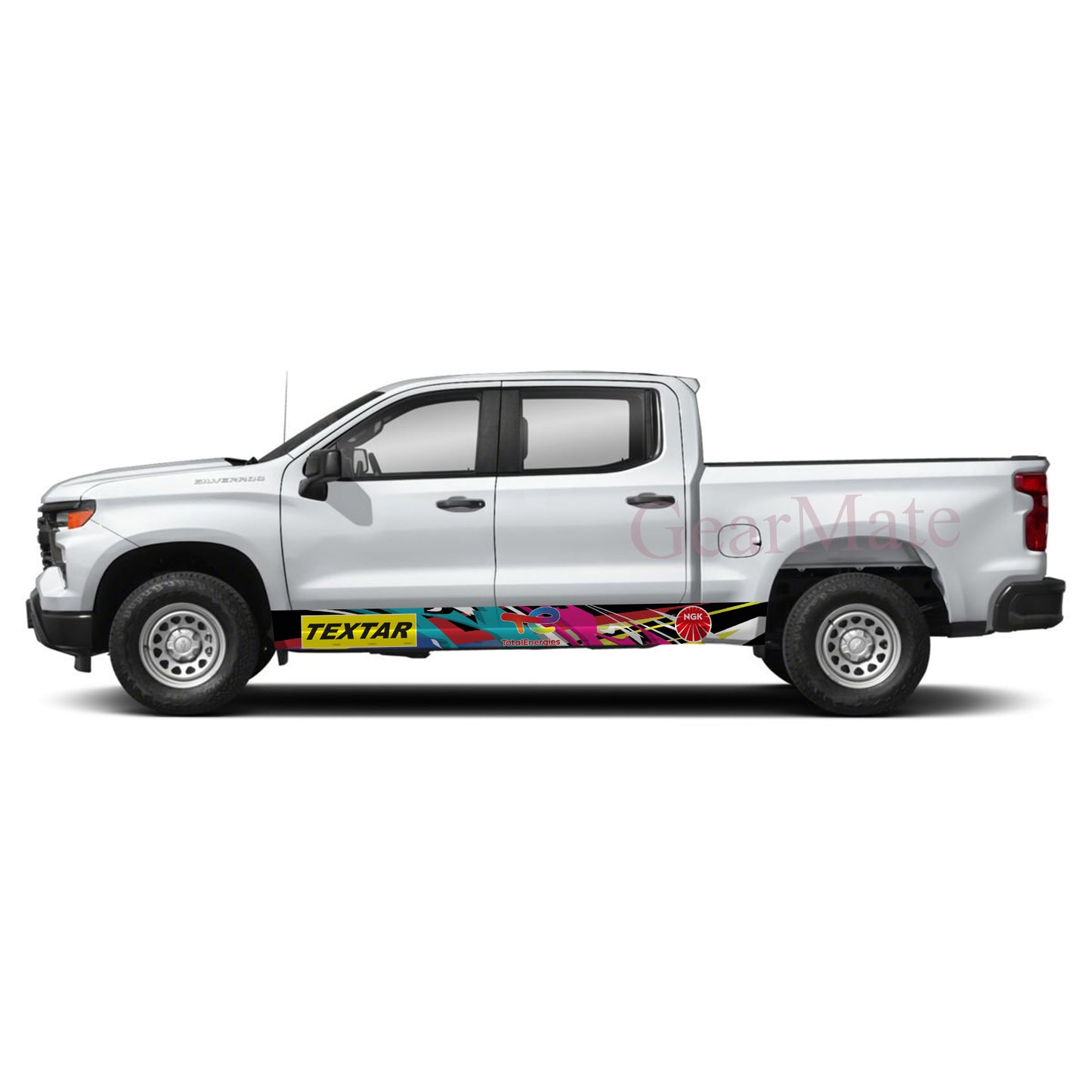 Racing Total NGK Textar Rocker Panel Graphic Decal Kit (Left & Right Sides) - High Quality Vinyl for Trucks & SUVs