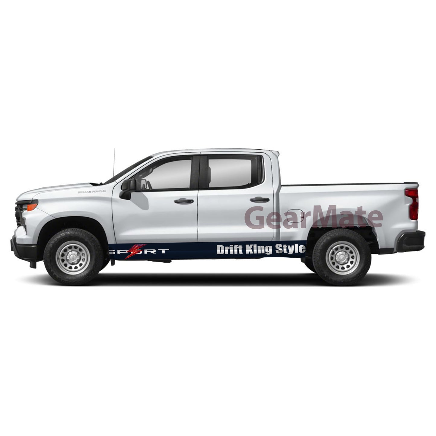 Sport Drift King Style Rocker Panel Graphic Decal Kit (Left & Right Sides) - High Quality Vinyl for Trucks & SUVs