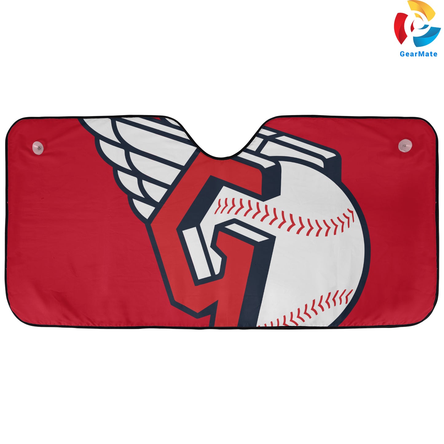 Cleveland Guardians MLB Baseball Red Background Reflective Car Sunshade – Premium Heat & UV Protection, Universal Fit