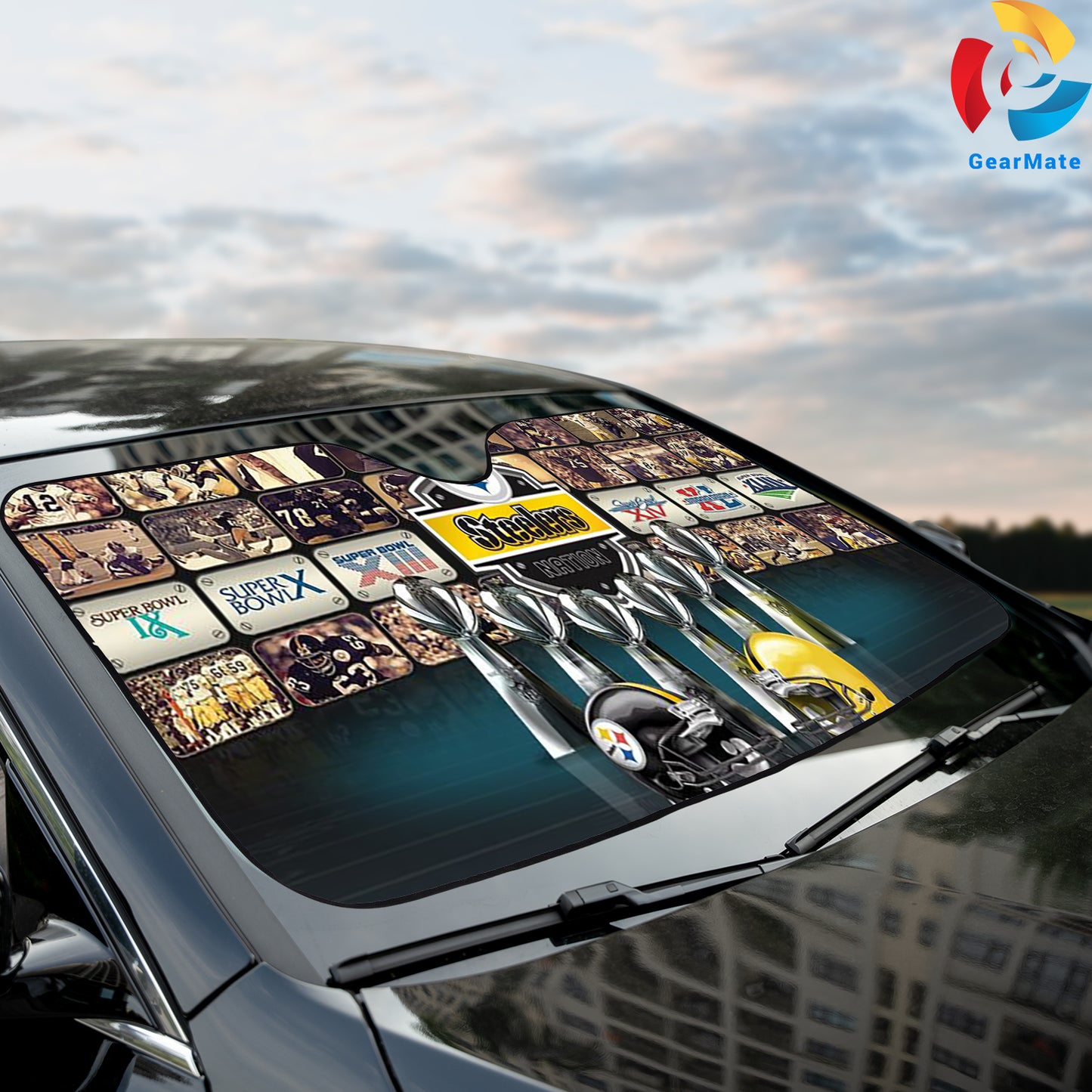 Pittsburgh Steelers NFL Football Team Pride Reflective Car Sunshade – Premium Heat & UV Protection, Universal Fit