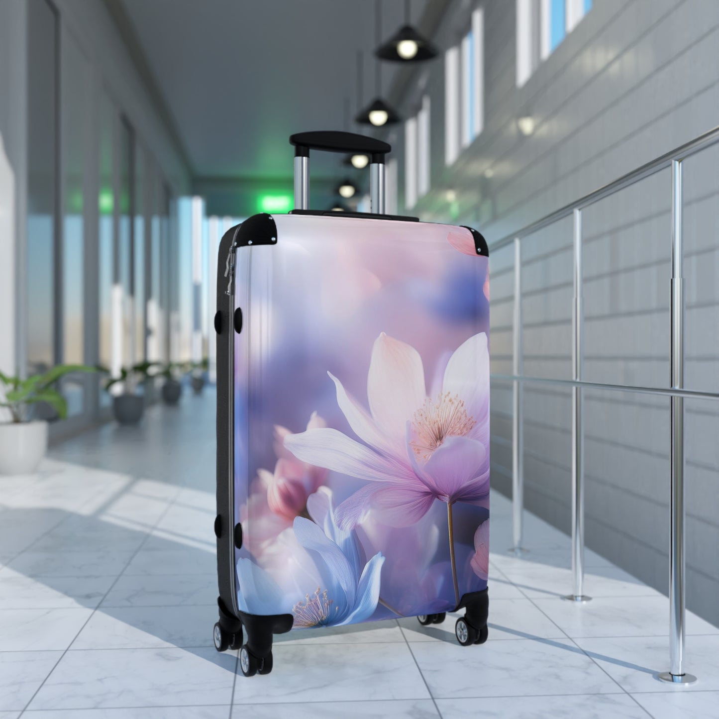 Nature Flowers Floral Blue and Pink Art Carry-On Suitcase - Stylish Luggage for Travelers