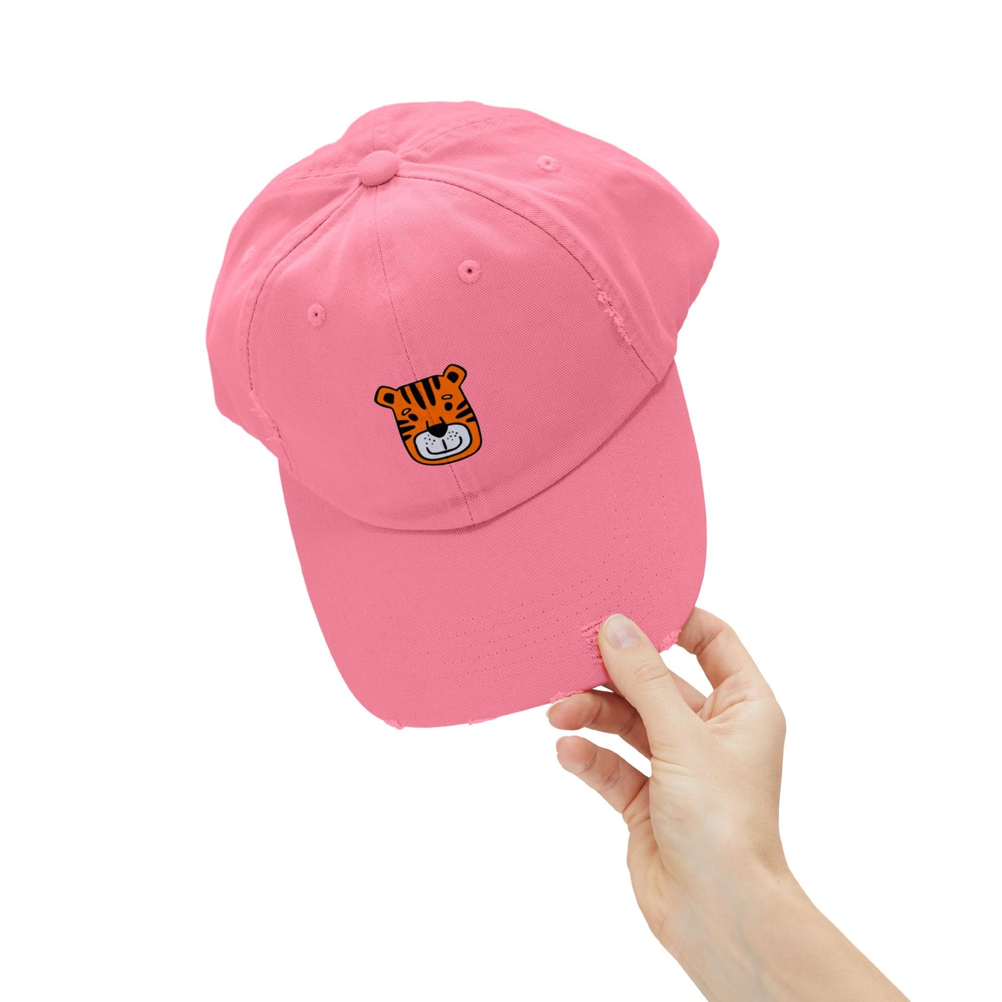 Tiger Orange Vintage Distressed Dad Hat Unisex Adjustable Cotton Twill Baseball Cap for Casual Everyday Wear