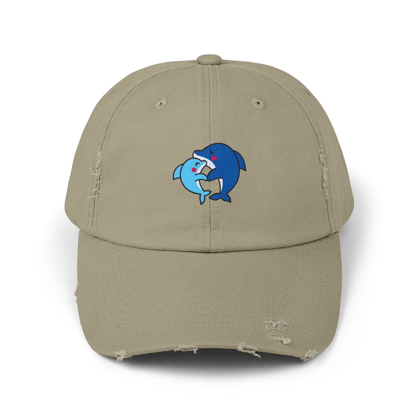 Dolphin Couple Vintage Distressed Dad Hat Unisex Adjustable Cotton Twill Baseball Cap for Casual Everyday Wear