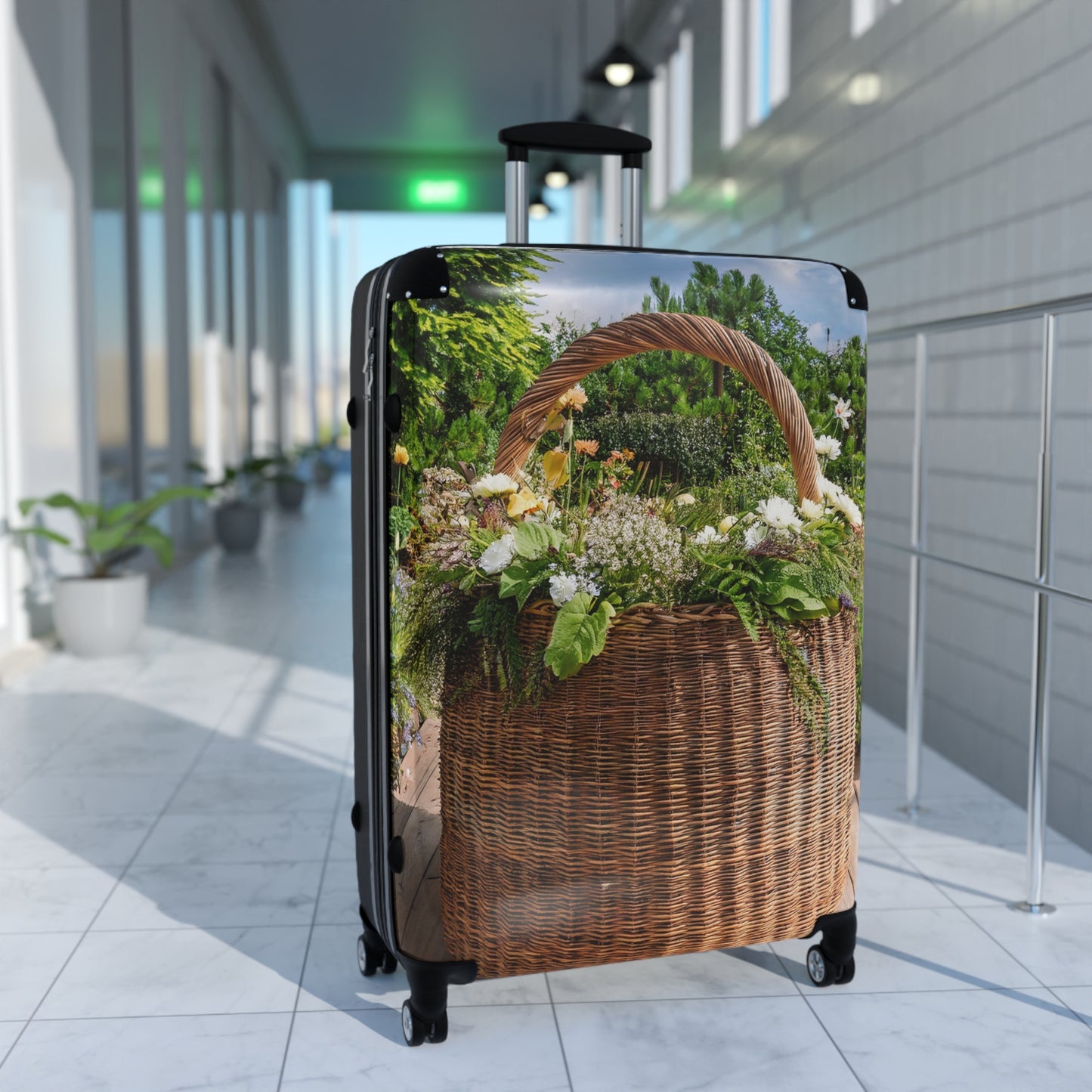 Nature Flowers Floral Wicker Basket Art Carry-On Suitcase - Stylish Luggage for Travelers