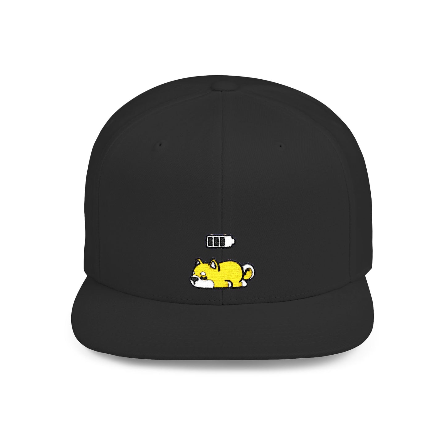 Icons Embroidered Shiba Inu Battery Flat Bill Snapback – Lightweight, Custom Fit, Premium Quality