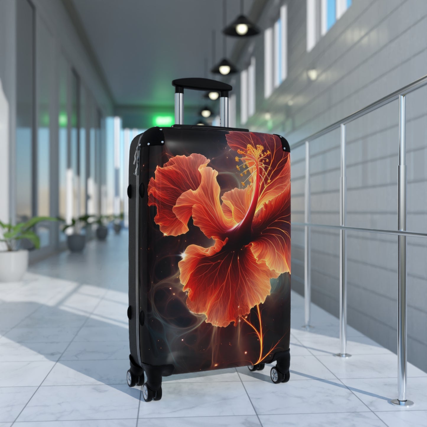 Nature Flowers Floral Glowing Red Art Carry-On Suitcase - Stylish Luggage for Travelers