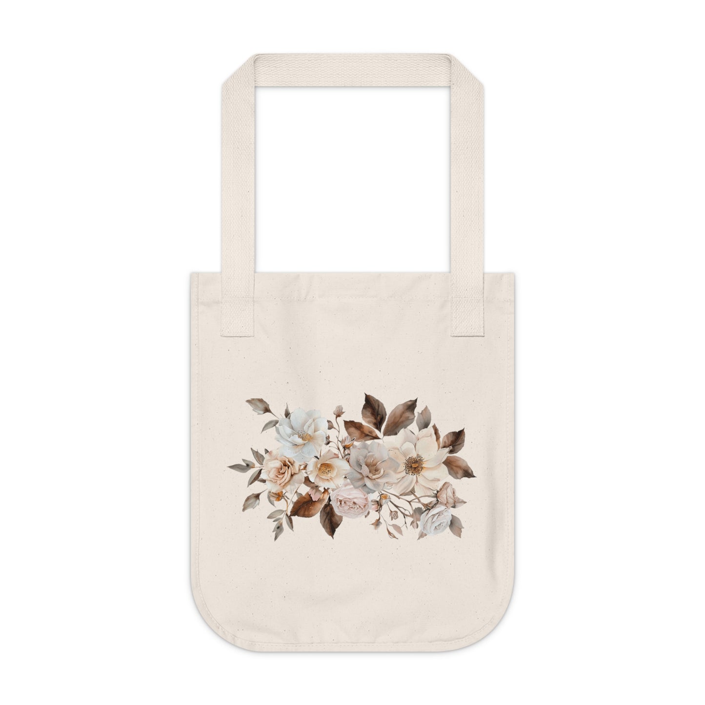 Flowers Angels Floral Organic Canvas Tote Bag - Eco-Friendly Carryall for Everyday Use