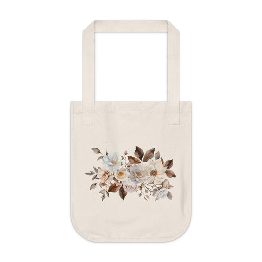 Flowers Angels Floral Organic Canvas Tote Bag - Eco-Friendly Carryall for Everyday Use