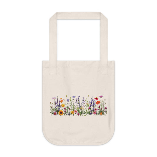 Flowers Floral Design Organic Canvas Tote Bag - Eco-Friendly Carryall for Everyday Use