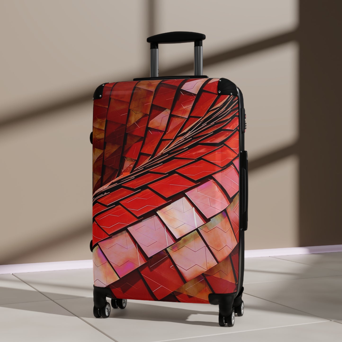 Abstract Red Roof Tiles Art Carry-On Suitcase - Stylish Luggage for Travelers