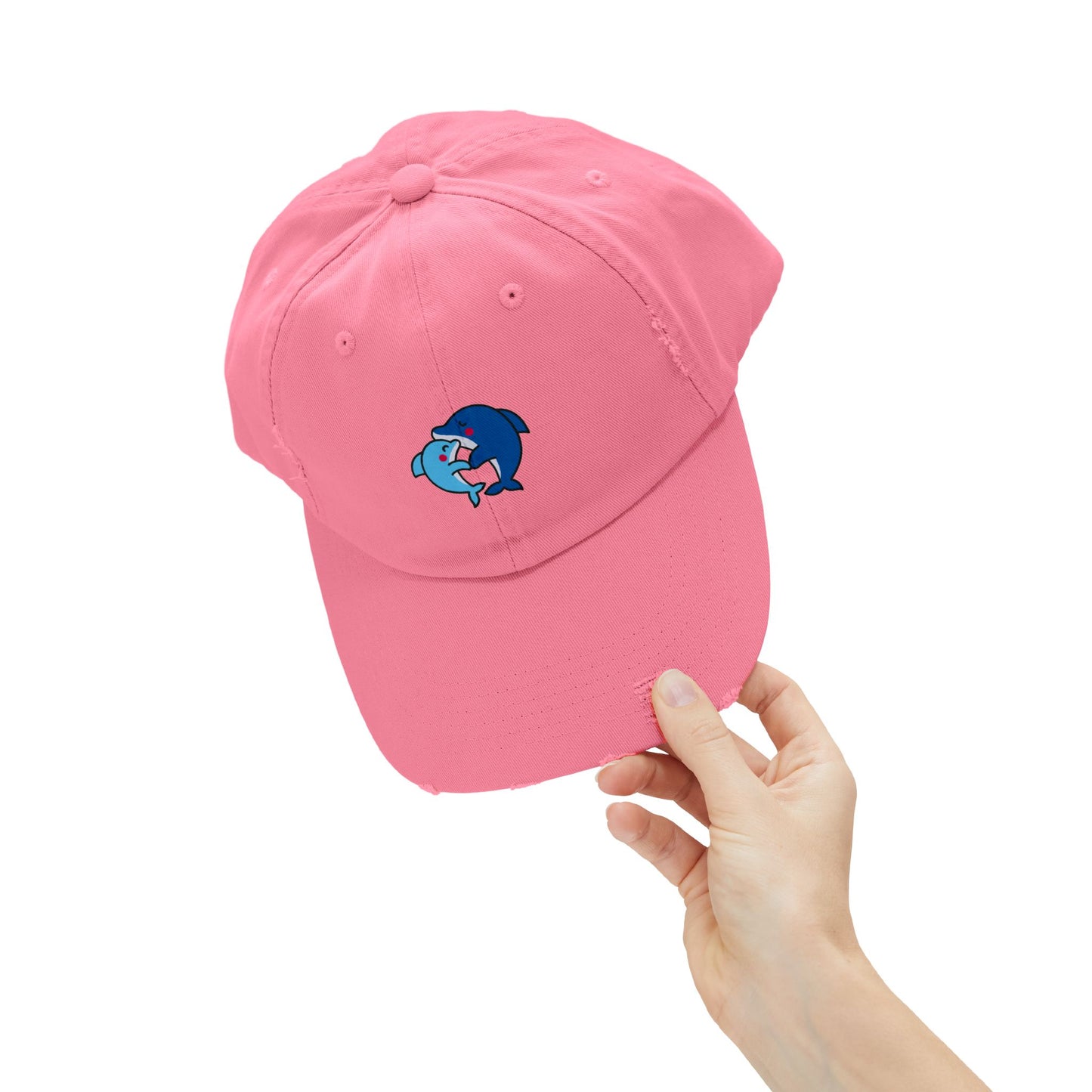 Dolphin Couple Vintage Distressed Dad Hat Unisex Adjustable Cotton Twill Baseball Cap for Casual Everyday Wear