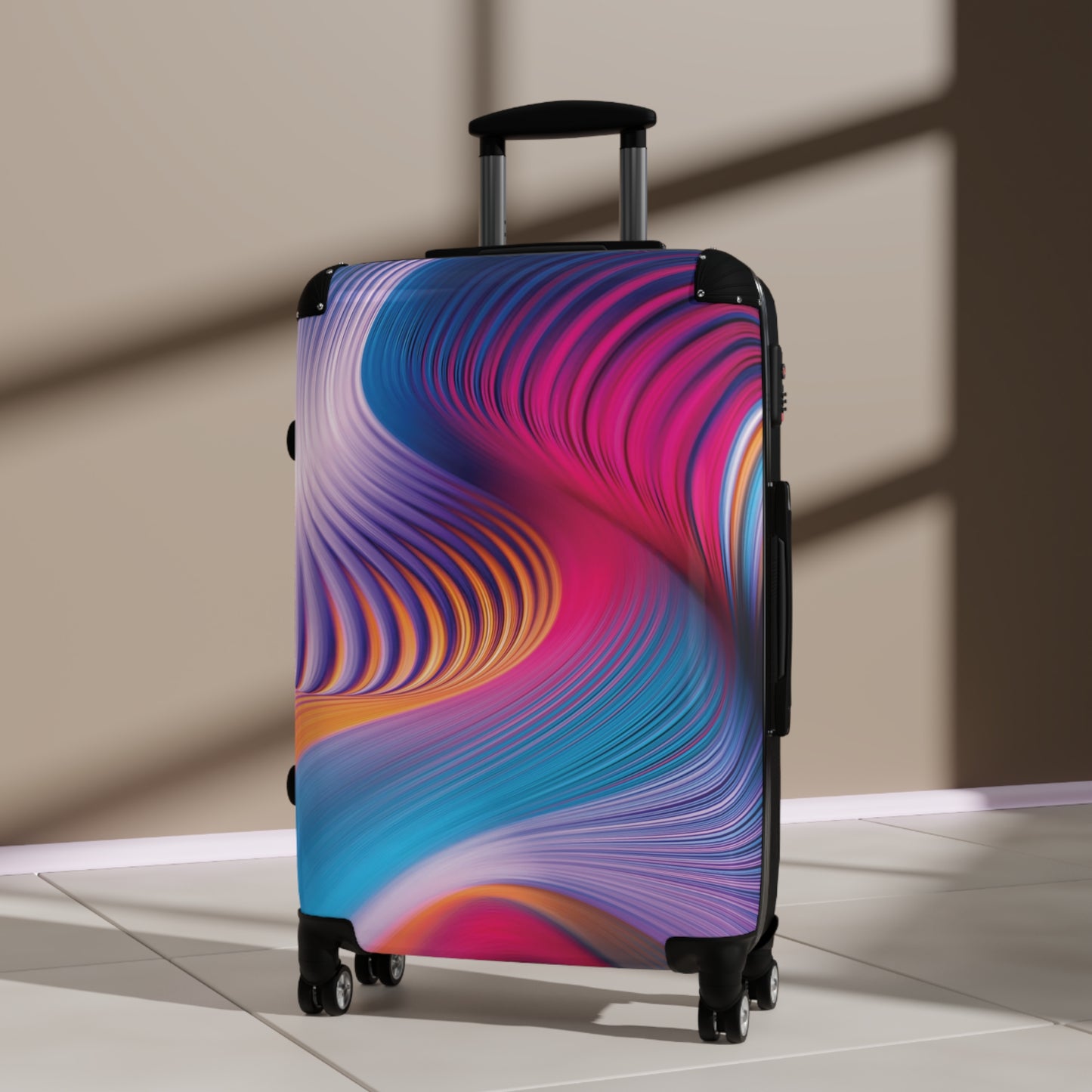 Abstract Moving Wave Carry-On Suitcase - Stylish Luggage for Travelers