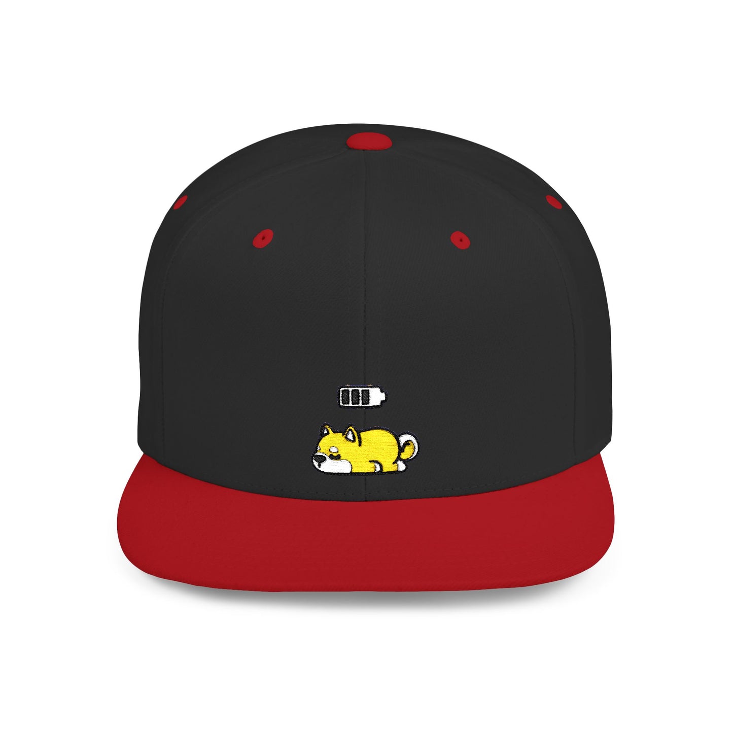 Icons Embroidered Shiba Inu Battery Flat Bill Snapback – Lightweight, Custom Fit, Premium Quality