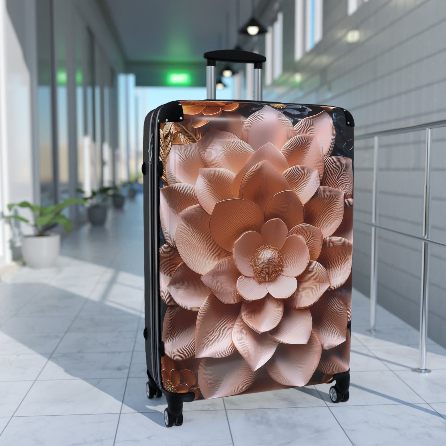 Nature Flowers Floral Peach Gold Art Carry-On Suitcase - Stylish Luggage for Travelers