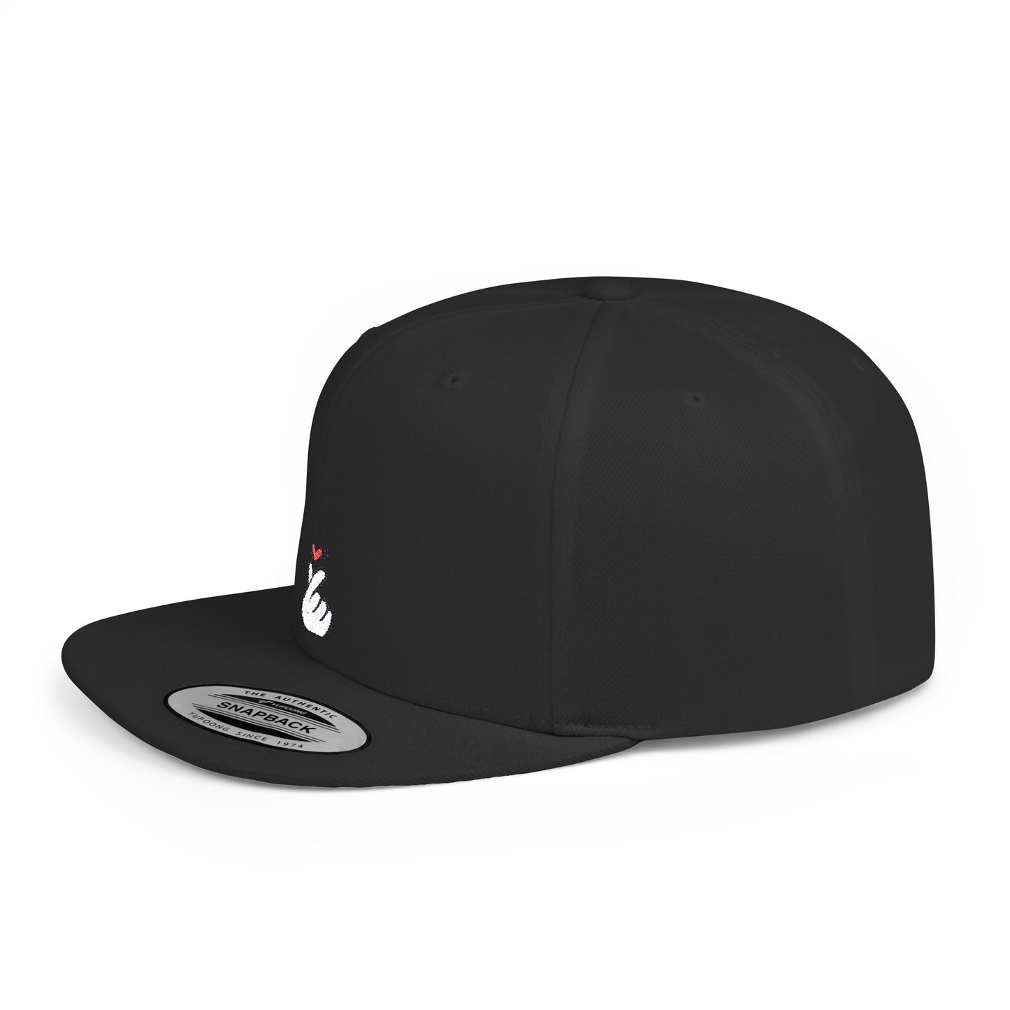 Icons Embroidered Heart Flat Bill Snapback – Lightweight, Custom Fit, Premium Quality