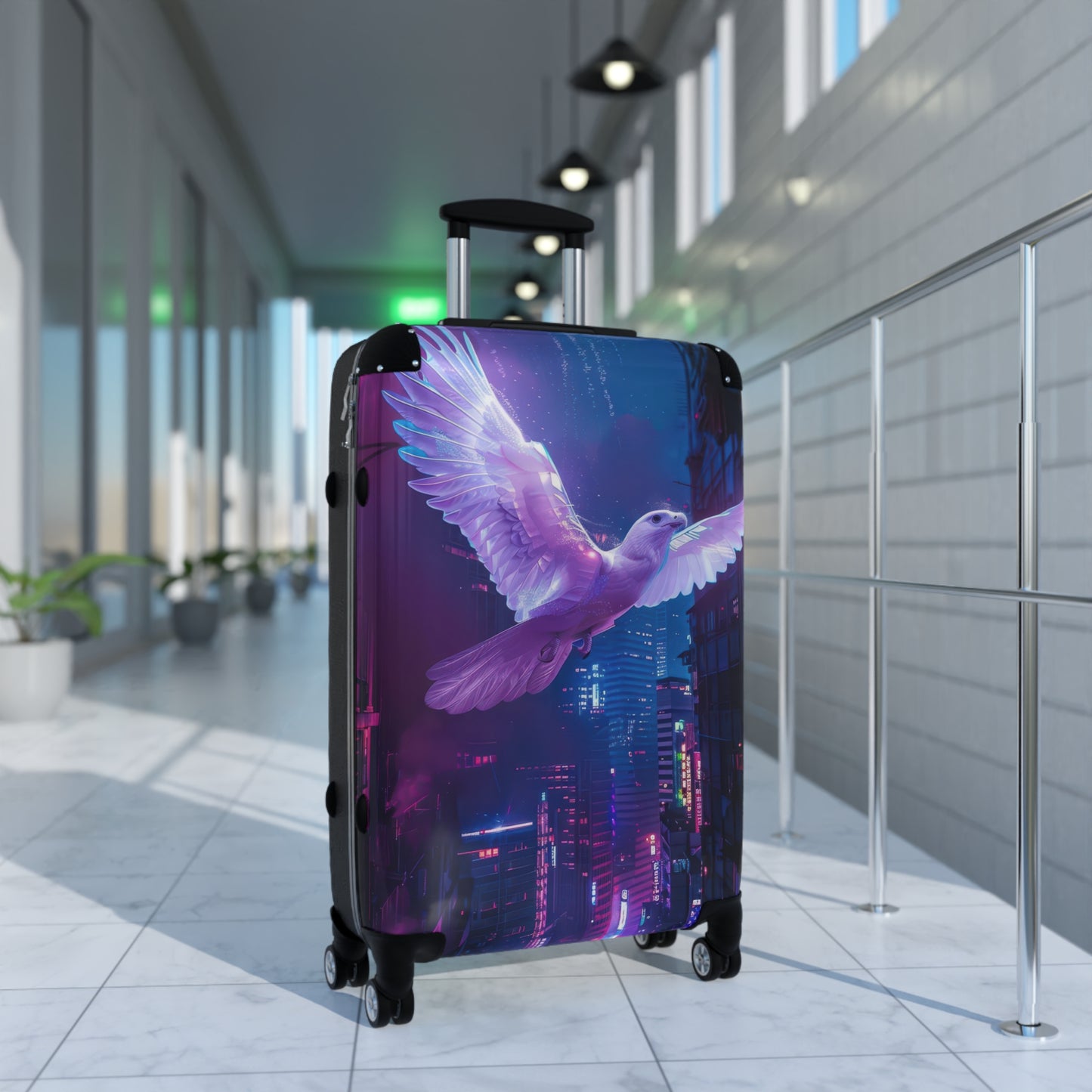 Animals Bird Glowing Purple Art Carry-On Suitcase - Stylish Luggage for Travelers