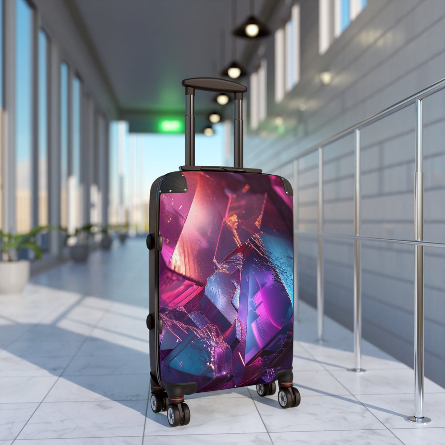 Abstract Colorful Crystal Art Carry-On Suitcase - Stylish Luggage for Travelers