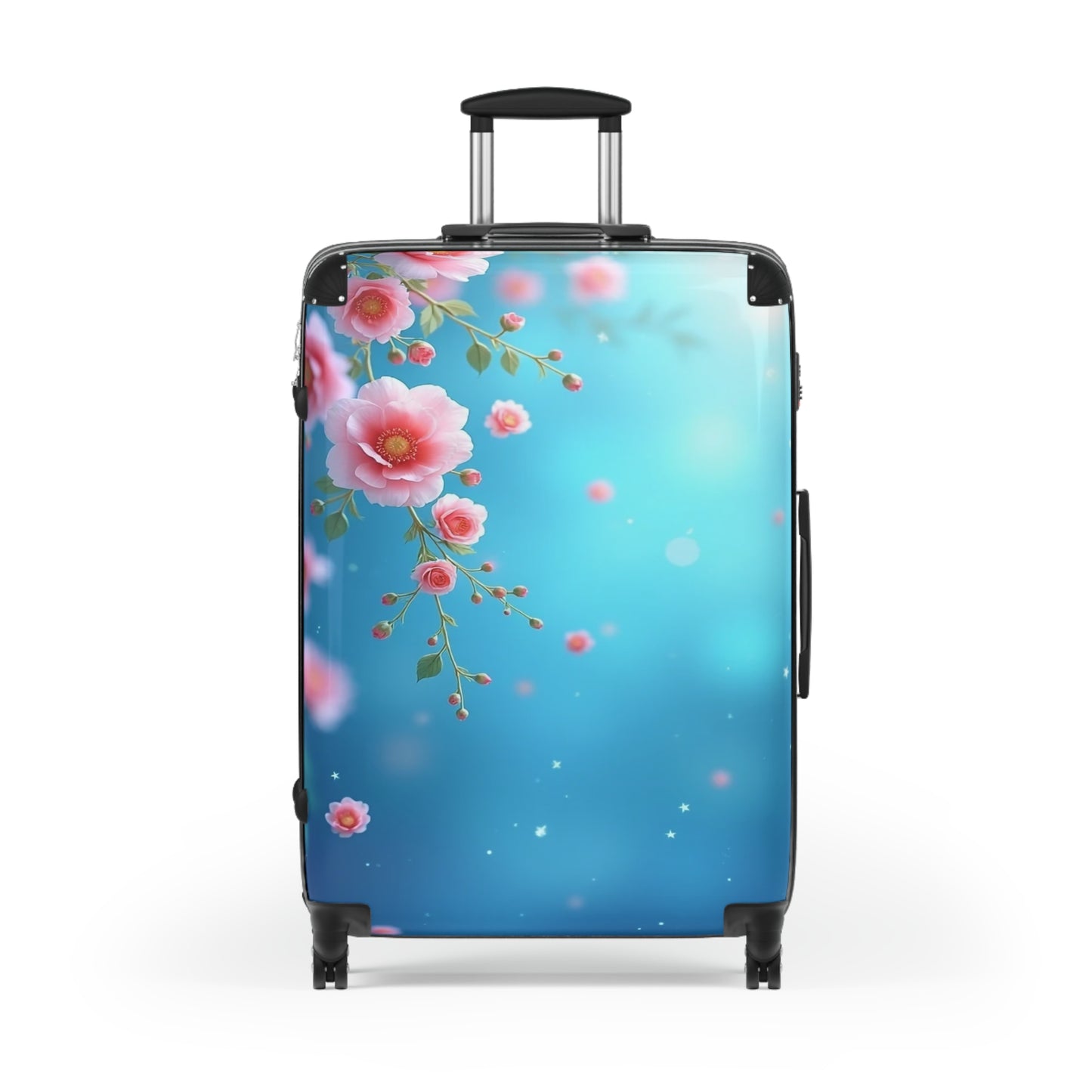 Nature Flowers Floral Blue Background Art Carry-On Suitcase - Stylish Luggage for Travelers