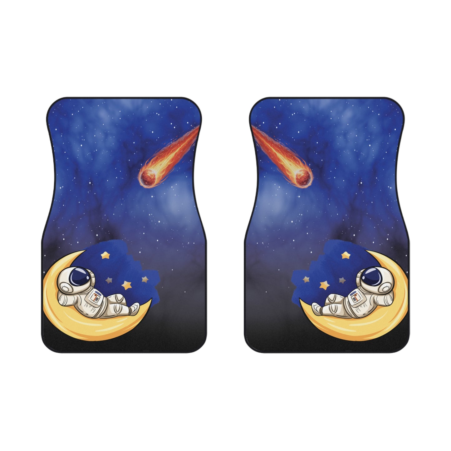 Space Astronaut Relaxing Car Floor Mats – 2-Piece Front Set, Durable & Stylish, Universal Fit