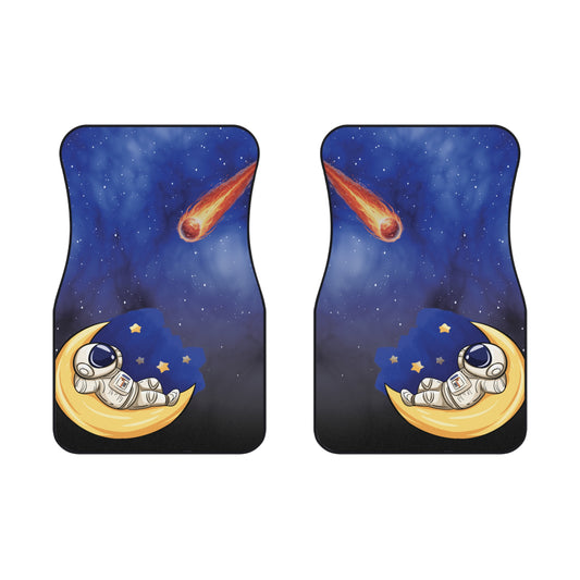 Space Astronaut Relaxing Car Floor Mats – 2-Piece Front Set, Durable & Stylish, Universal Fit