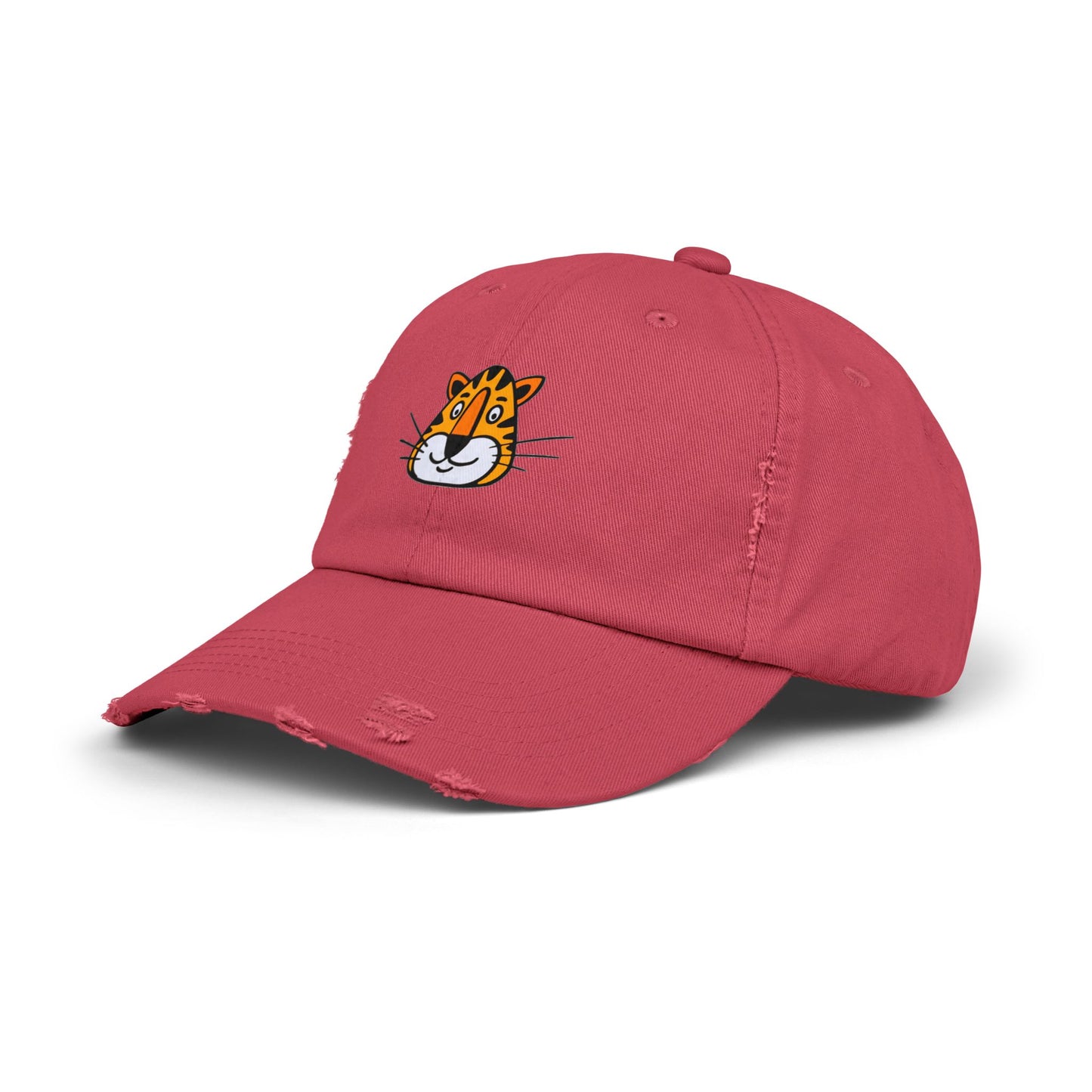 Tiger Face Vintage Distressed Dad Hat Unisex Adjustable Cotton Twill Baseball Cap for Casual Everyday Wear