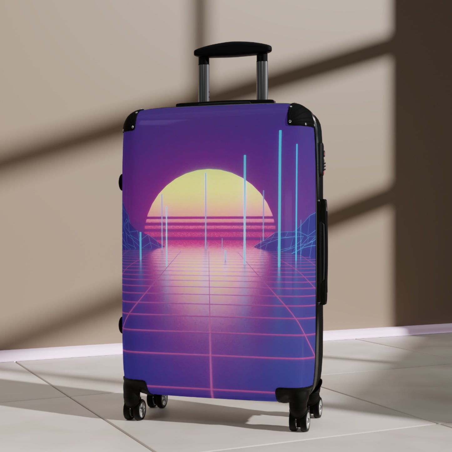 Abstract Retrowave Neon Art Carry-On Suitcase - Stylish Luggage for Travelers