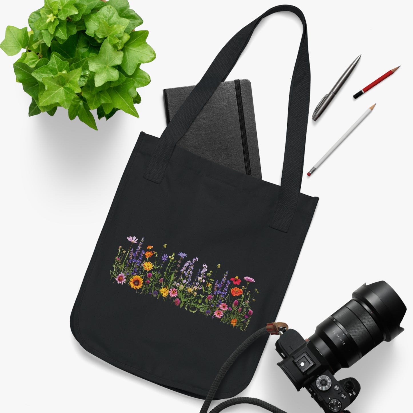 Flowers Floral Design Organic Canvas Tote Bag - Eco-Friendly Carryall for Everyday Use