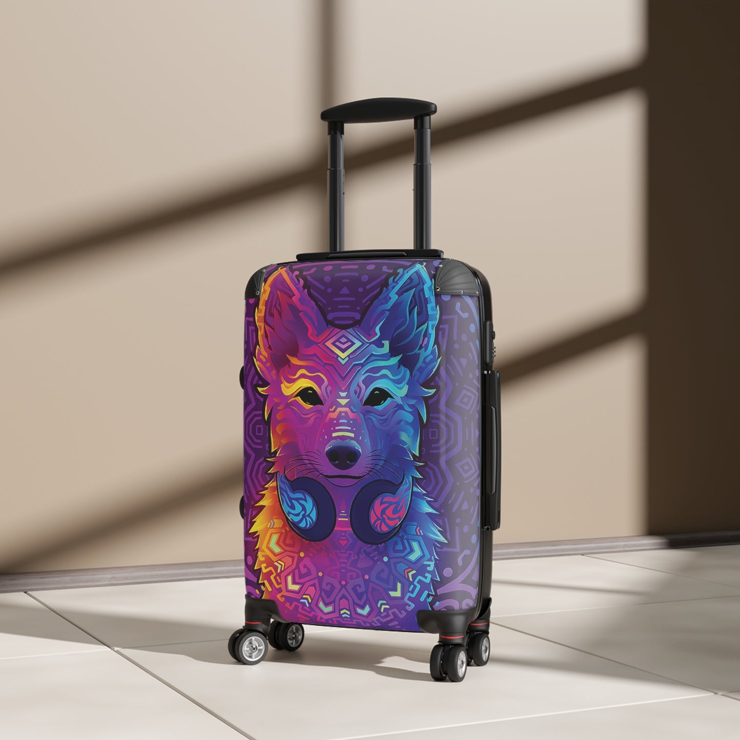 Abstract Dog DJ Digital Art Carry-On Suitcase - Stylish Luggage for Travelers