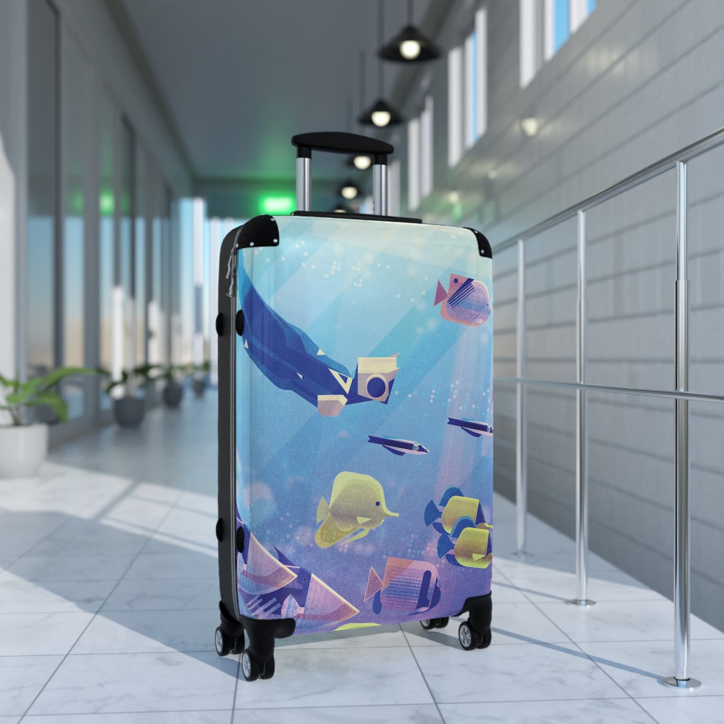 Abstract Underwater Fish Art Carry-On Suitcase - Stylish Luggage for Travelers