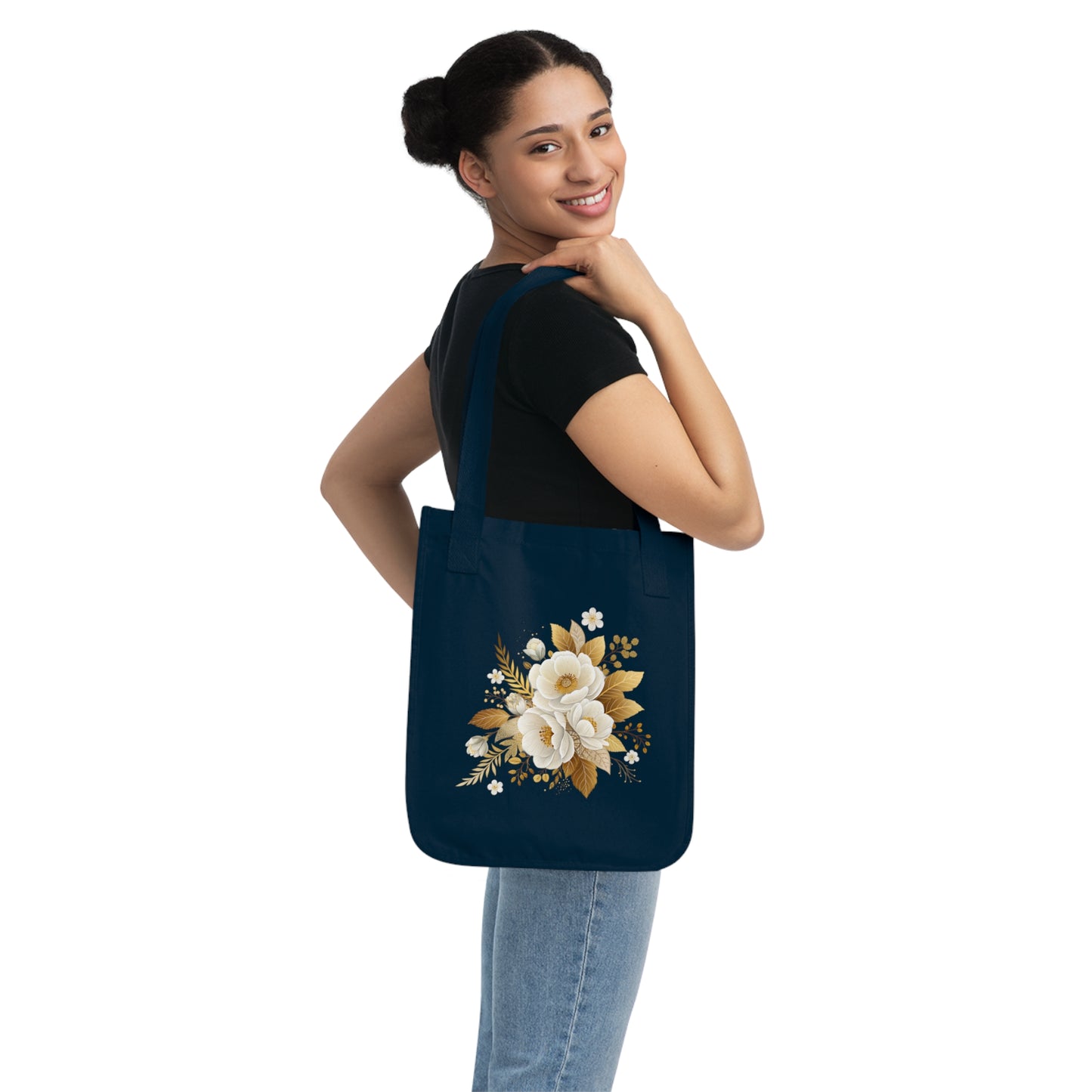 Flowers Bouquet Watercolor Floral Organic Canvas Tote Bag - Eco-Friendly Carryall for Everyday Use