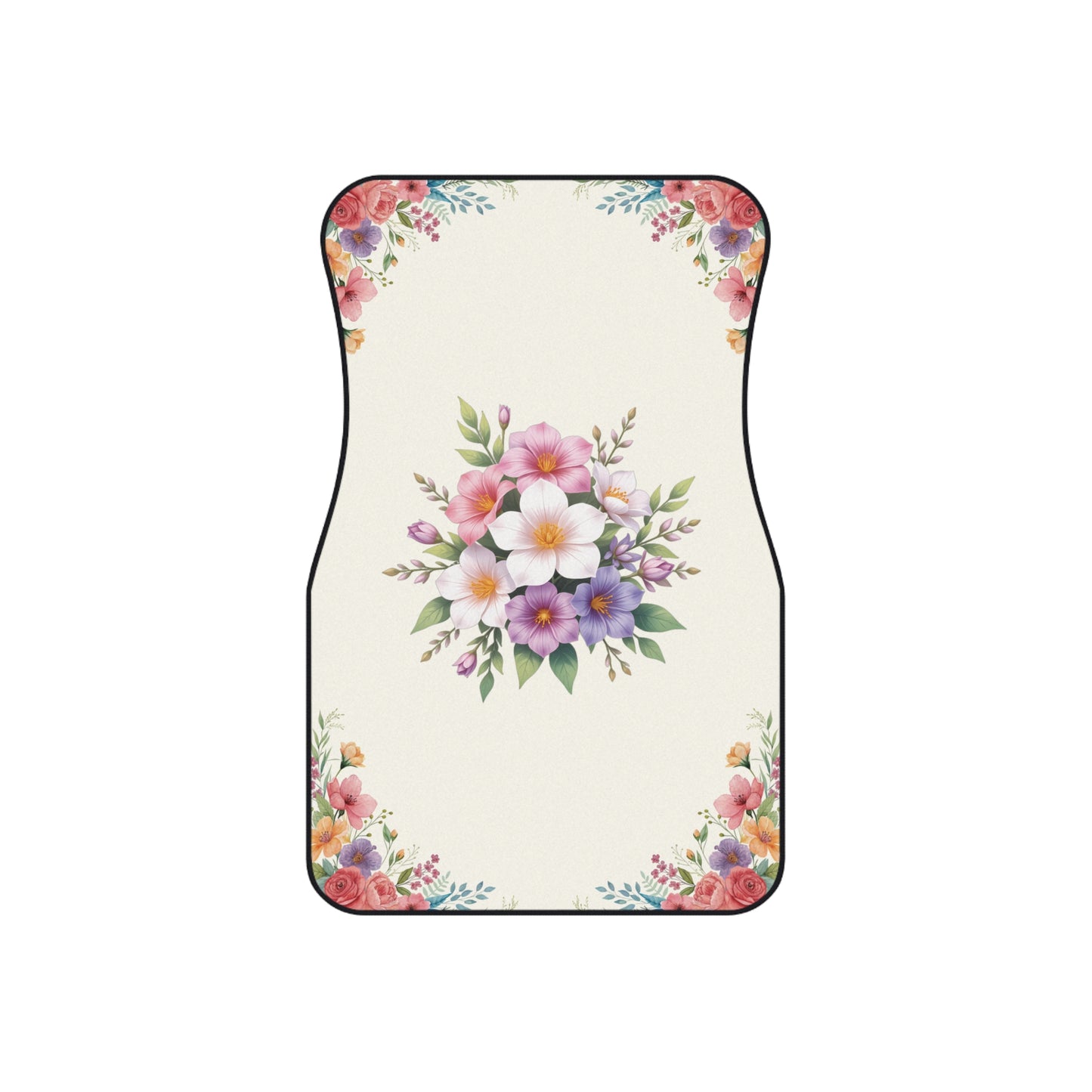 Flowers Beautiful Bouquet Car Floor Mats – 2-Piece Front Set, Durable & Stylish, Universal Fit
