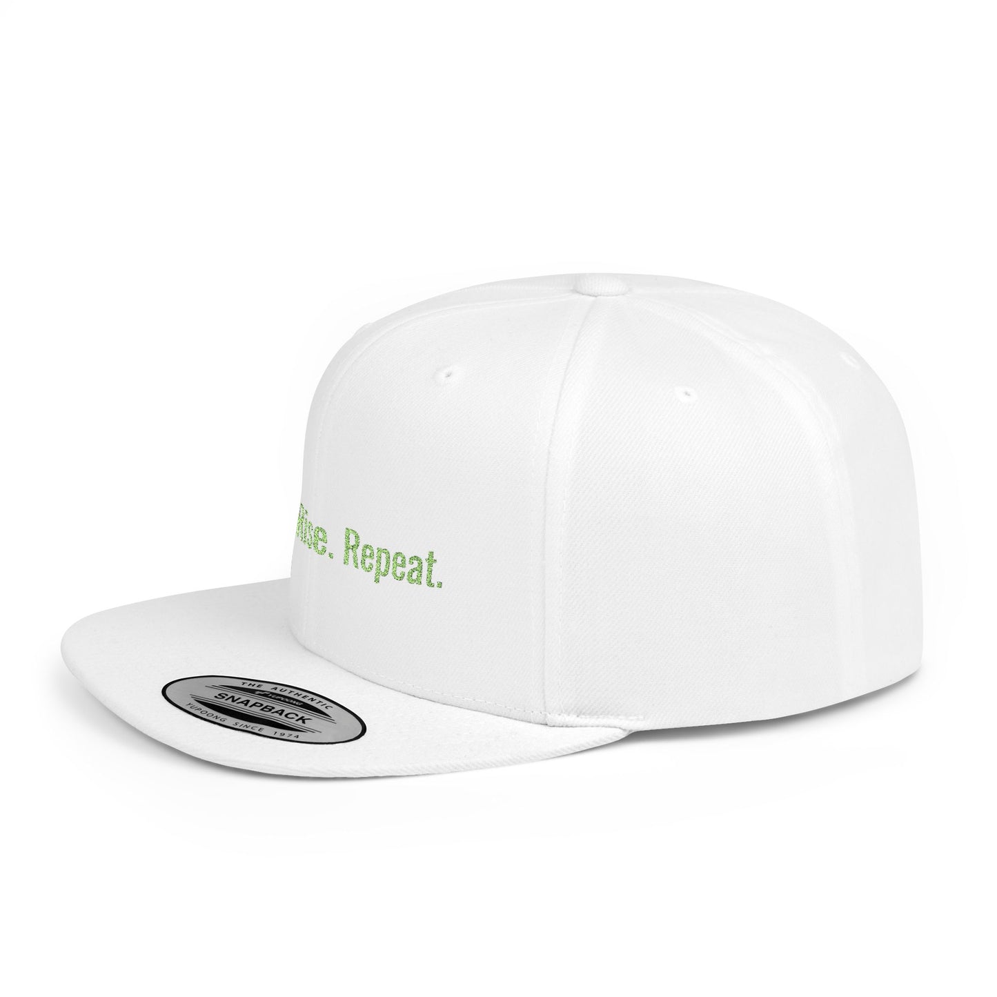 Text Grind Rise Repeat Flat Bill Snapback – Lightweight, Custom Fit, Premium Quality