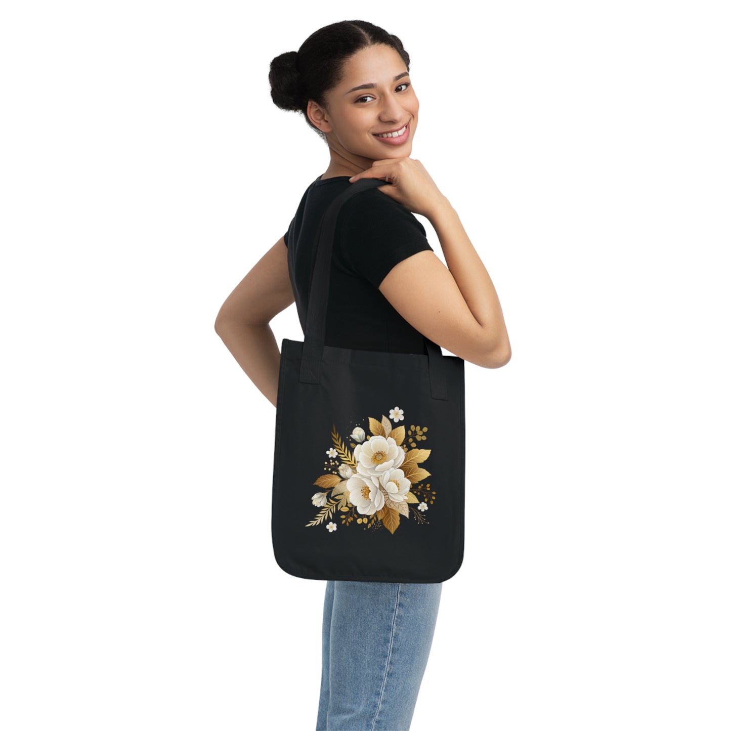 Flowers Bouquet Watercolor Floral Organic Canvas Tote Bag - Eco-Friendly Carryall for Everyday Use
