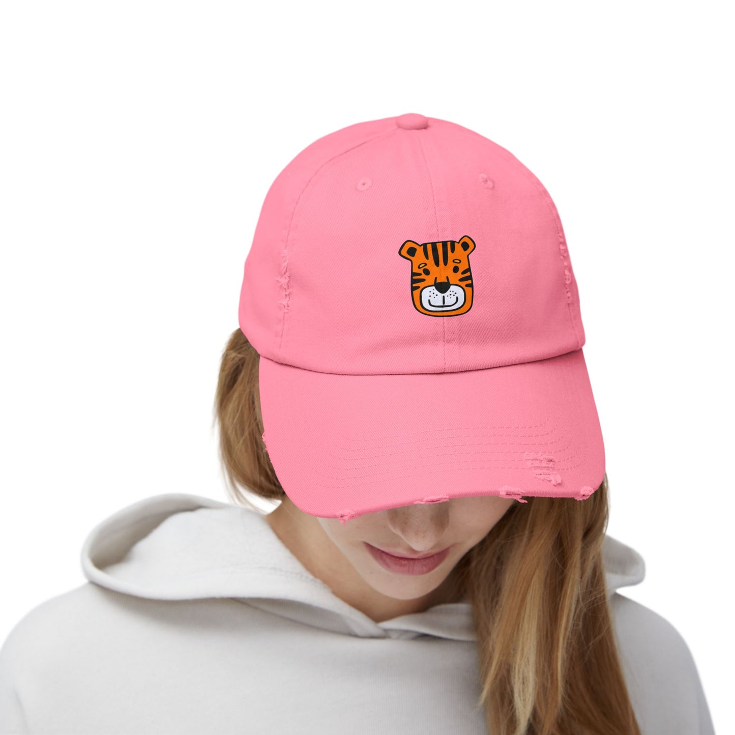 Tiger Orange Vintage Distressed Dad Hat Unisex Adjustable Cotton Twill Baseball Cap for Casual Everyday Wear