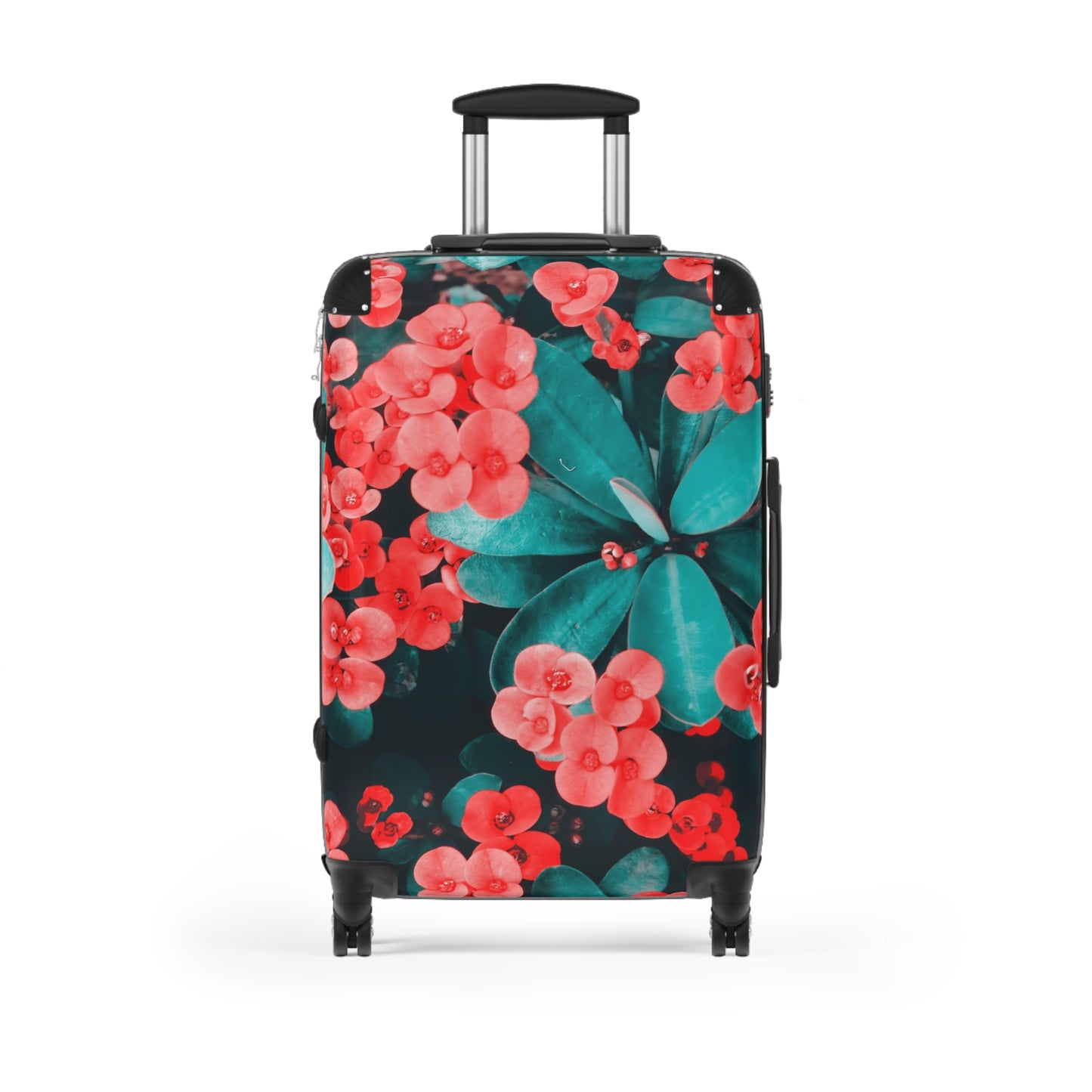 Nature Flowers Floral Green and Red Art Carry-On Suitcase - Stylish Luggage for Travelers